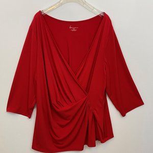 Lane Bryant Wrap Top Red V Neck Pullover Plus Size